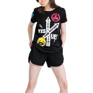 Via Delle Rose Siyah T Shirt Black Size Large NWOT